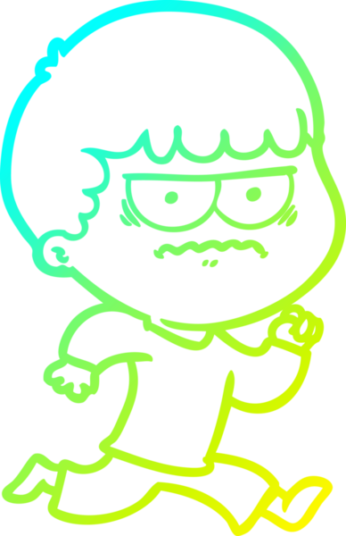 Bir insan tarafından çizilmiş kızgın bir adamın soğuk çizgi çizimi.