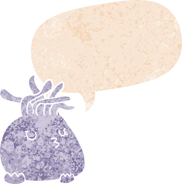 grunge 'da konuşma baloncuğu olan karikatür deniz şakayığı bir insan tarafından çizilmiş desenli.