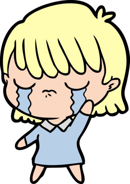 Bir insan tarafından çizilmiş ağlayan çizgi film kadını.