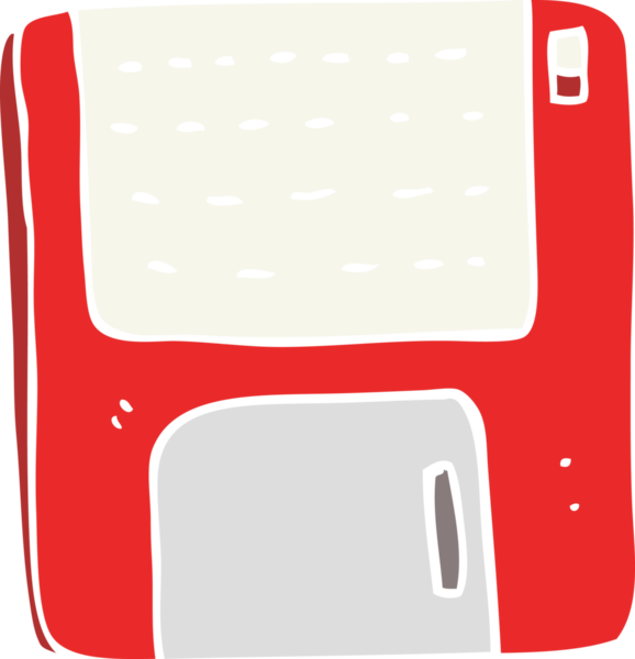 Bir insan tarafından çizilmiş eski bilgisayar diskinin düz renk çizimi