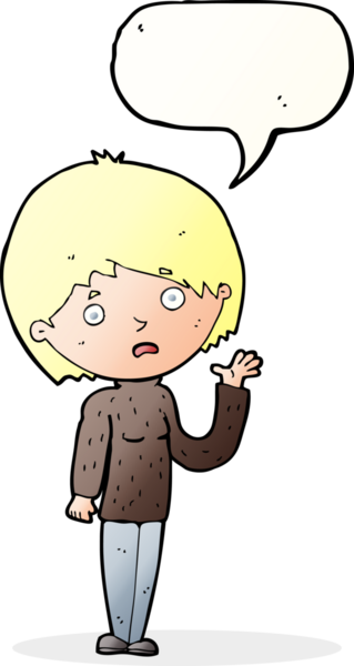 Bir insan tarafından çizilmiş konuşma balonu olan endişeli bir karikatür.