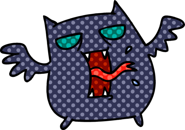 Bir insan tarafından çizilmiş sevimli, korkunç kawaii yarasasının serbest çizimi.