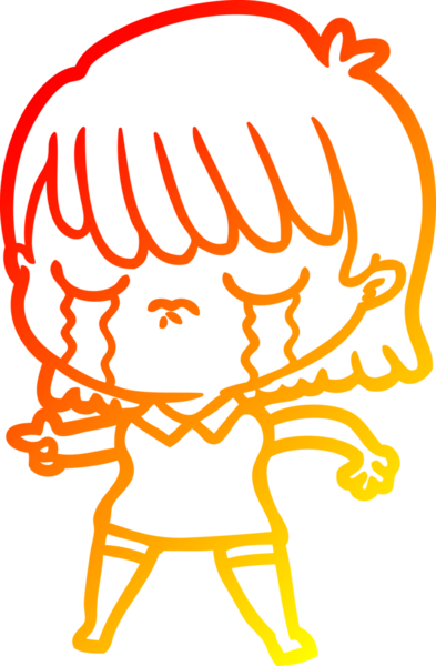 Bir insan tarafından çizilmiş, ağlayan bir çizgi kadın çizimi.