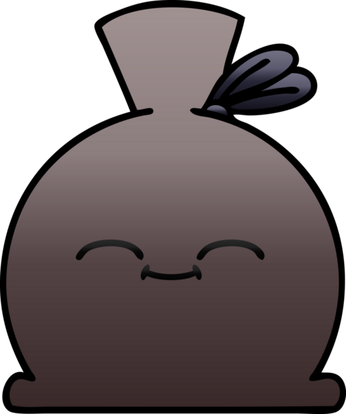 Bir insan tarafından çizilmiş bir çuvalın gölgeli çizgi filmi.