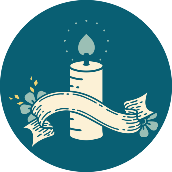 bir insan tarafından çizilmiş mum pankartıyla dövme biçimi simgesi