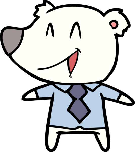 Kutup ayısı gömlekli ve kravatlı bir insan tarafından çizilmiş.