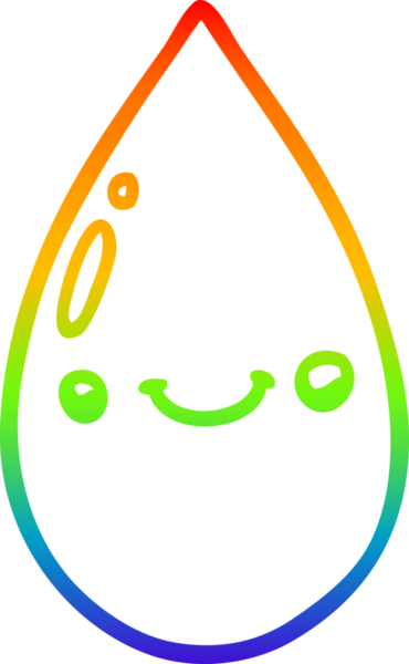 Gökkuşağı gradyan çizgi çizimi Bir insan tarafından çizilmiş şirin yağmur damlası