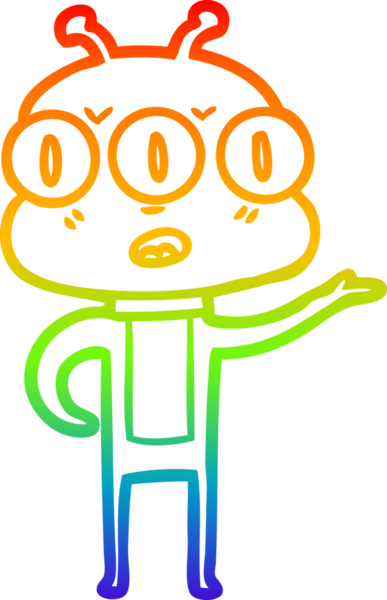 Bir insan tarafından çizilmiş kafası karışmış üç gözlü bir uzaylının çizimi.