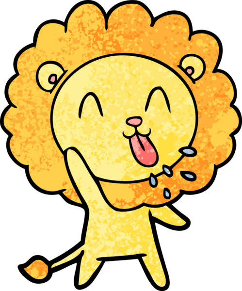 Bir insan tarafından çizilmiş mutlu çizgi film aslanı.