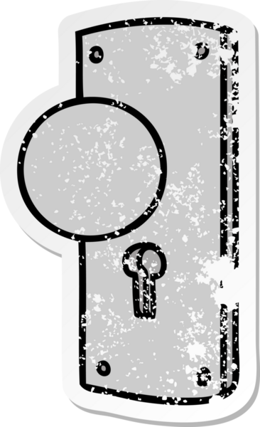 Bir insan tarafından çizilmiş bir kapı kolunun çizilmiş karikatür yapıştırması.