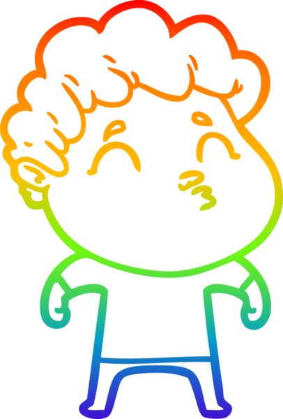 Gökkuşağı gradyan çizgi çizimi bir insan tarafından çizilen bir çizgi film adamı