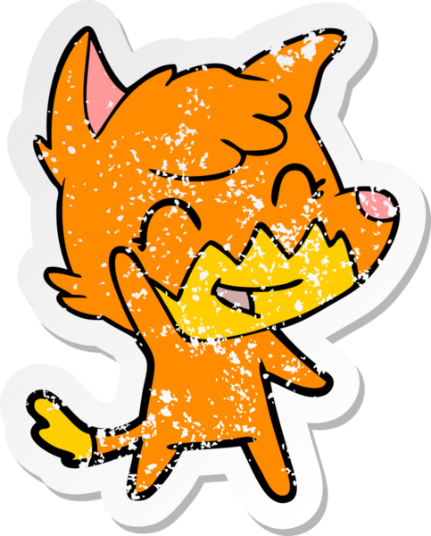 Bir insan tarafından çizilmiş mutlu bir tilkinin sıkıntılı çıkartması.