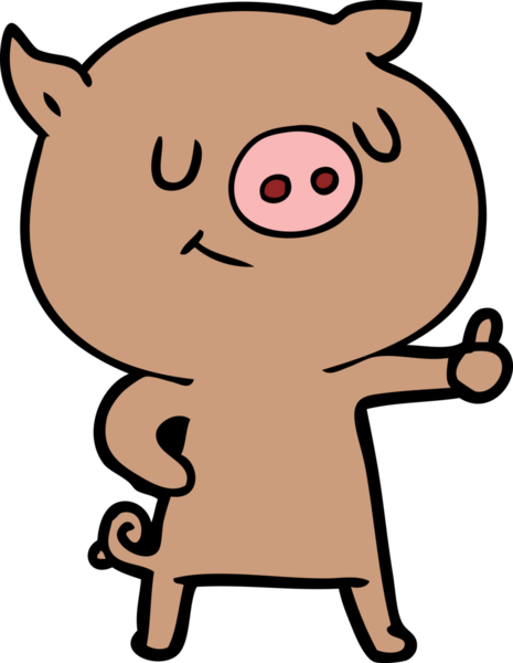 Bir insan tarafından çizilmiş mutlu çizgi film domuzu.