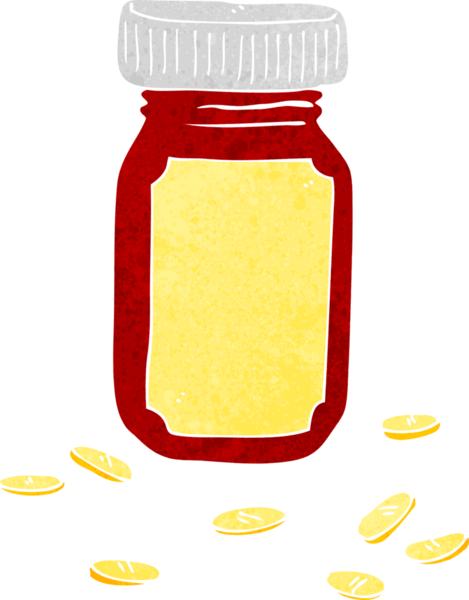 Bir insan tarafından çizilmiş bir kutu dolusu hap.