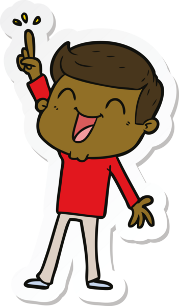 Bir insan tarafından çizilmiş bir karikatür adamın çıkartması.