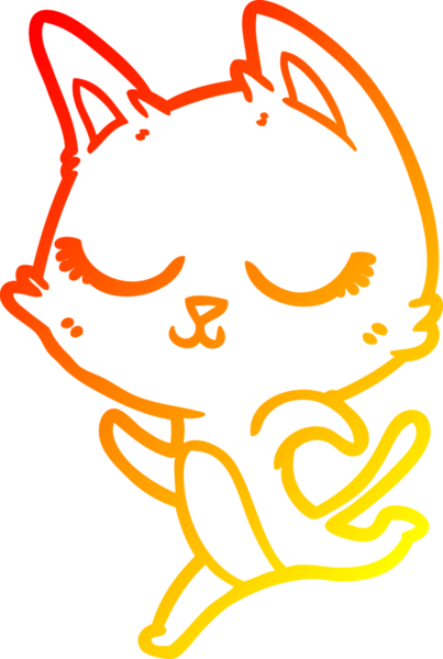 Bir insan tarafından çizilmiş sakin bir çizgi film kedisinin sıcak çizgi çizgisi.