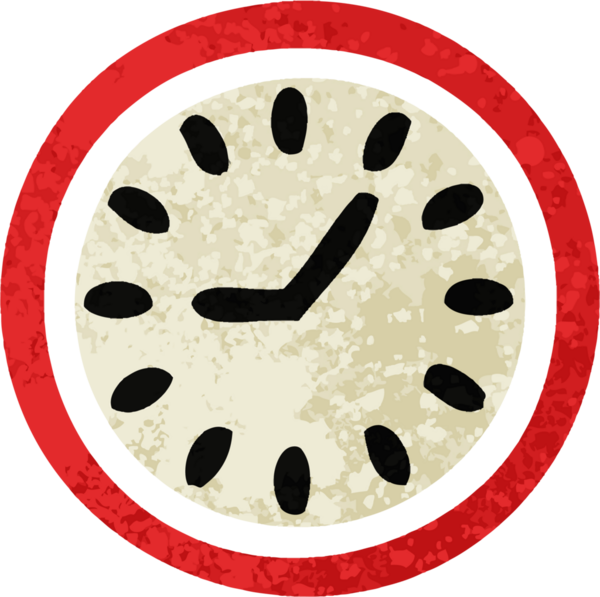 Bir insan tarafından çizilmiş duvar saatinin retro çizim tarzı karikatürü