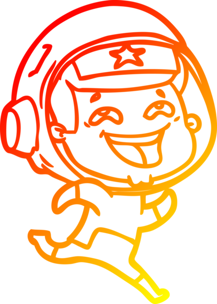 Bir insan tarafından çizilmiş gülen astronotun sıcak çizgi çizimi