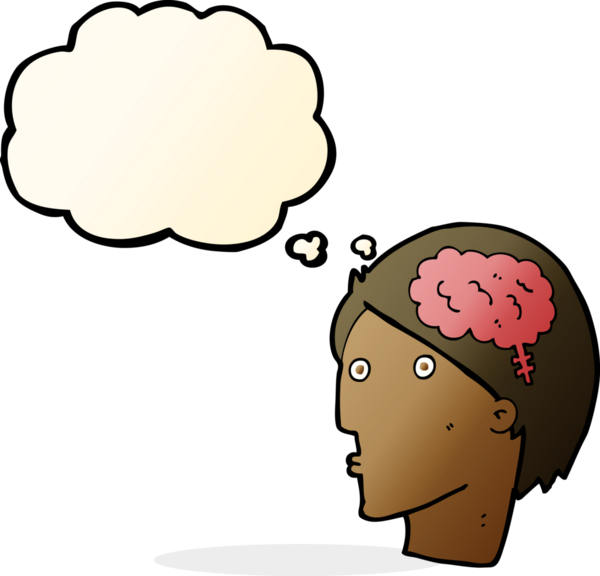 Bir insan tarafından çizilmiş beyin sembolü olan çizgi film adamı.