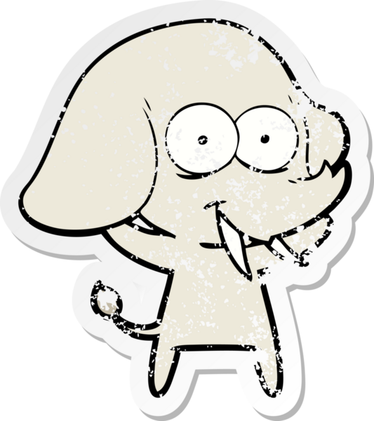 Bir insan tarafından çizilmiş mutlu bir filin sıkıntılı çıkartması.