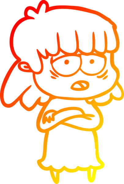 Bir insan tarafından çizilmiş, karikatür çizen, yorgun bir kadın.