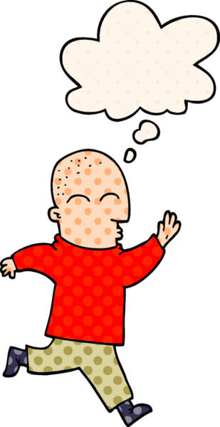 Çizgi roman tarzında bir insan tarafından çizilmiş düşünce balonuyla koşan çizgi film adamı.