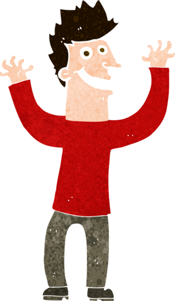 Bir insan tarafından çizilmiş heyecanlı bir çizgi film.