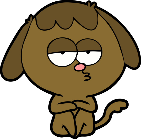 Bir insan tarafından çizilmiş, sıkılmış bir köpek.