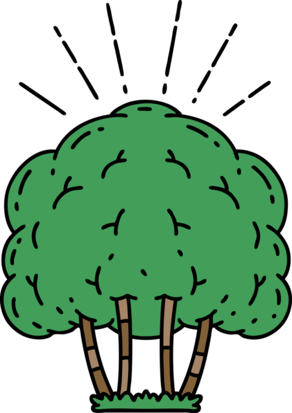 Bir insan tarafından çizilmiş geleneksel dövme ağacının çizimi