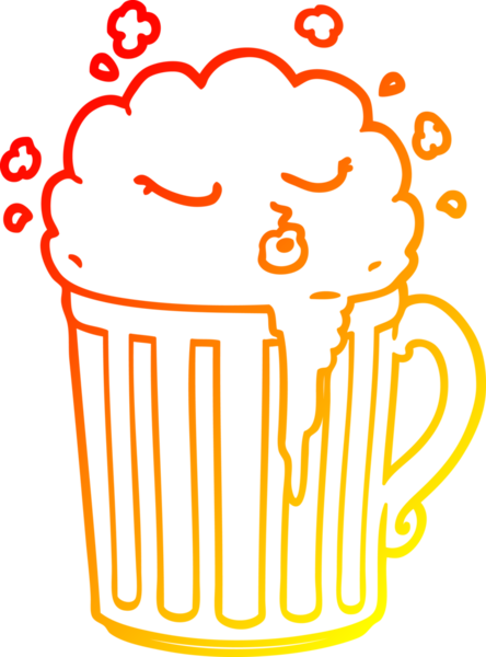 Bir insan tarafından çizilmiş bira bardağının sıcak çizgi çizimi