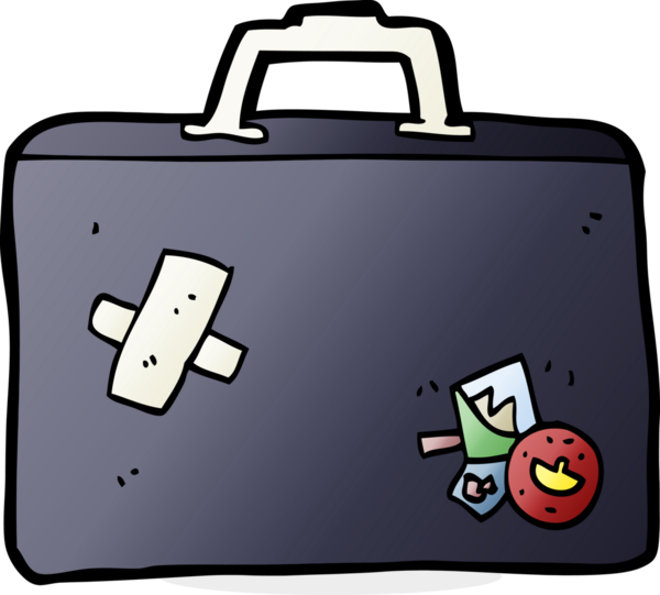 bir insan tarafından çizilmiş bir bavul.