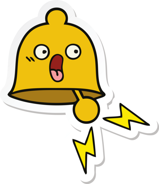 Bir insan tarafından çizilmiş sevimli bir karikatür zili çıkartması.