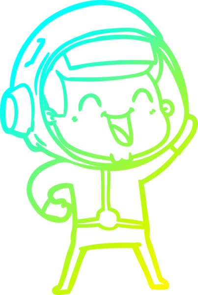 Bir insan tarafından çizilmiş mutlu bir astronotun soğuk gradyan çizimi.