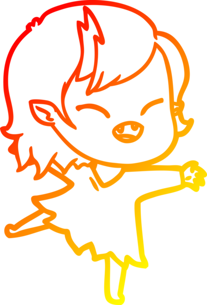 Bir insan tarafından çizilmiş gülen vampir kız çizgi filmi.