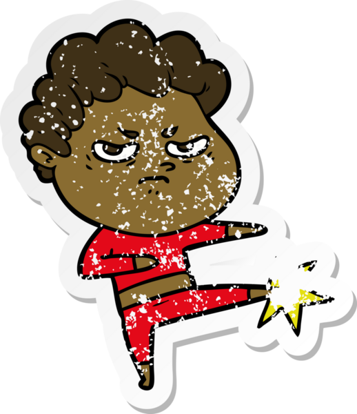 Bir insan tarafından çizilmiş kızgın bir adamın sıkıntılı çıkartması.