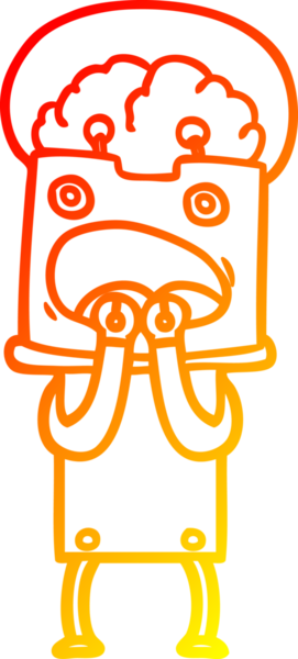 Bir insan tarafından çizilen çizgi film robotunun sıcak çizgi çizimi