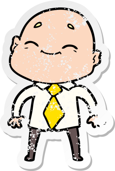 Bir insan tarafından çizilmiş mutlu, kel bir adamın sıkıntılı çıkartması.