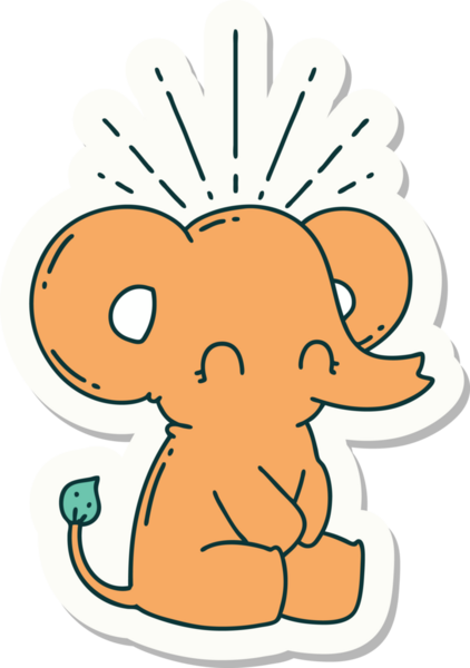 Bir insan tarafından çizilmiş dövme stili şirin bir fil.