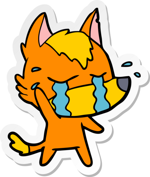 Bir insan tarafından çizilmiş tilki çizgi filminin sıkıntılı çıkartması.