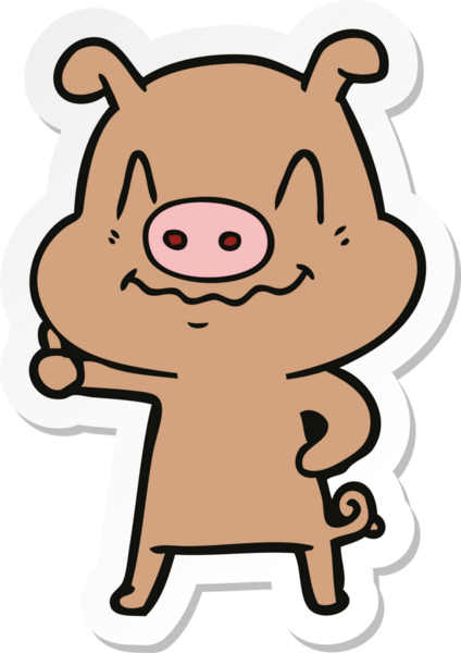 Bir insan tarafından çizilmiş sinirli bir domuzun çıkartması.