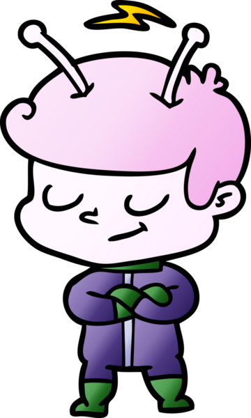 Bir insan tarafından çizilmiş dost canlısı çizgi film uzay adamı.