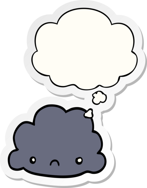 Düşünce baloncuklu karikatür bulutu insan tarafından çizilmiş bir çıkartma.
