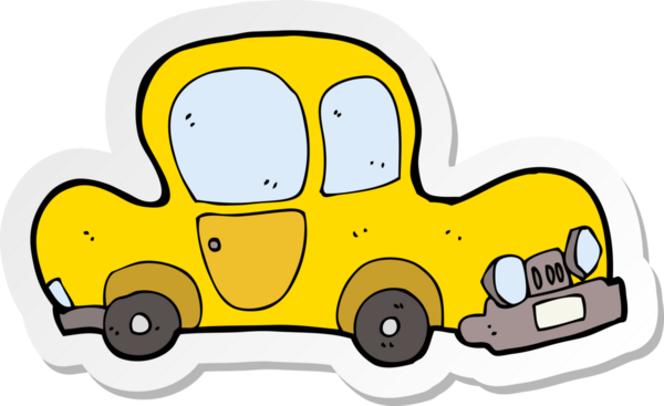 Bir insan tarafından çizilmiş bir çizgi film arabasının çıkartması.