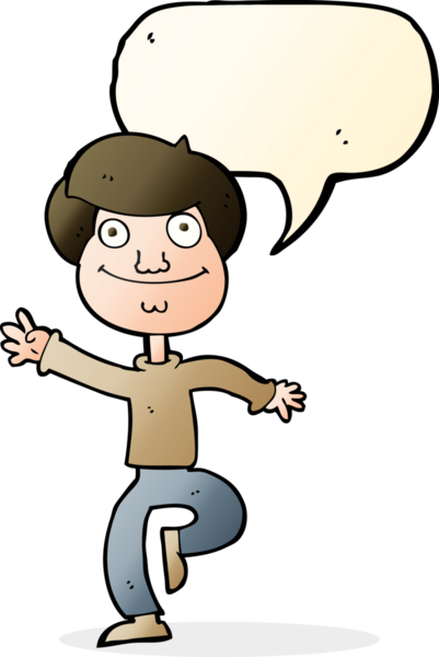 Bir insan tarafından çizilmiş konuşma balonlu çizgi film dansçısı.