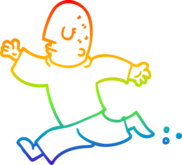 Gökkuşağı gradyan çizgi çizimi bir insan tarafından çizilen bir karikatür adam