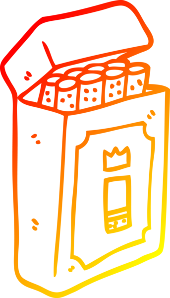 Bir insan tarafından çizilmiş bir paket sigaranın sıcak çizgi çizimi