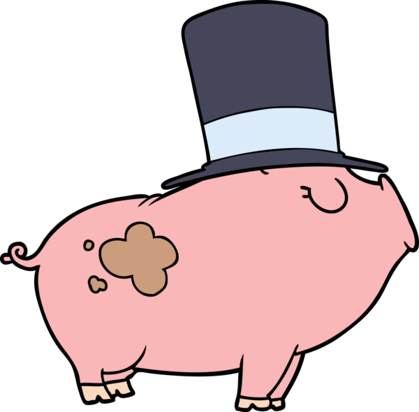 Bir insan tarafından çizilmiş zengin domuz.