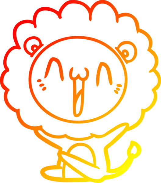 Bir insan tarafından çizilmiş mutlu çizgi film aslanının sıcak çizgi çizimi