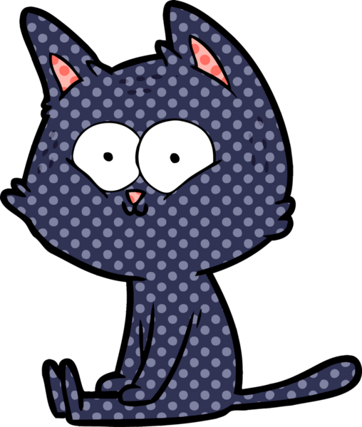 Bir insan tarafından çizilmiş çizgi film kedisi.