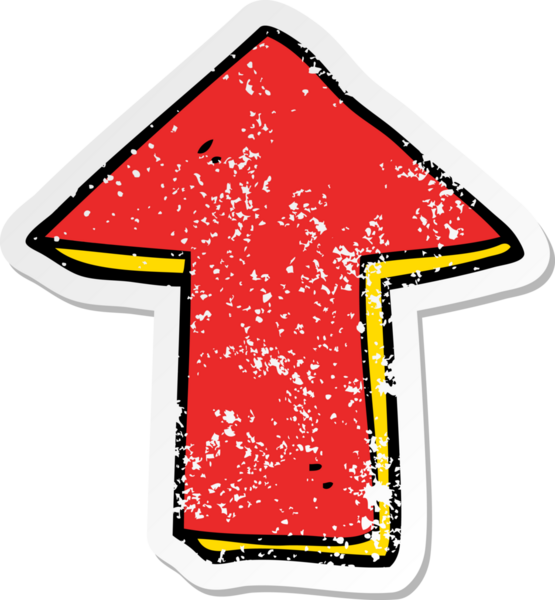 Bir insan tarafından çizilmiş ok şeklindeki karikatür çıkartması.